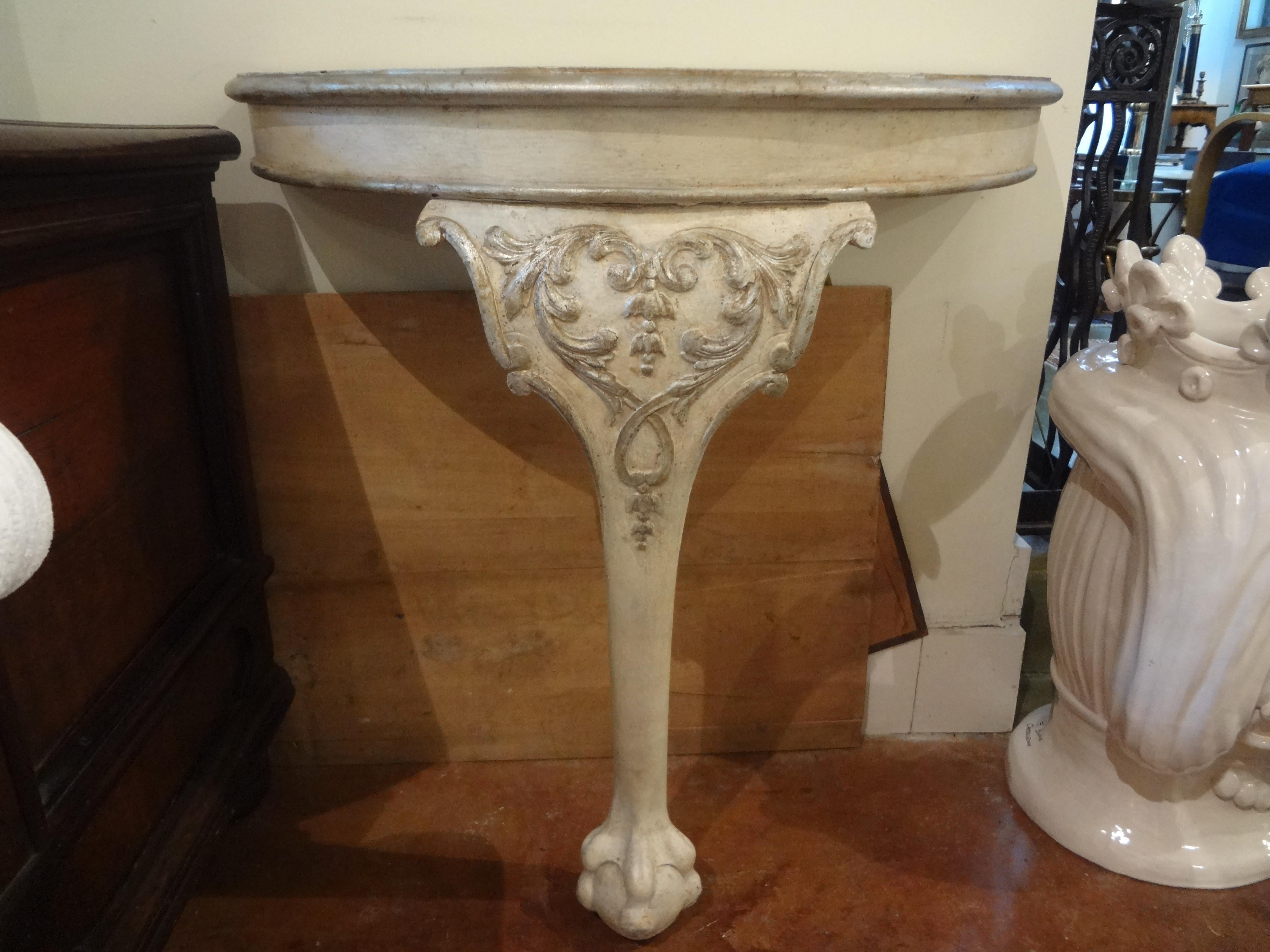 Pair of Italian Console Tables Painted and Silver Gilt For Sale 6