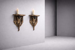 Pair of antique Venetian polychrome Italian wall consoles