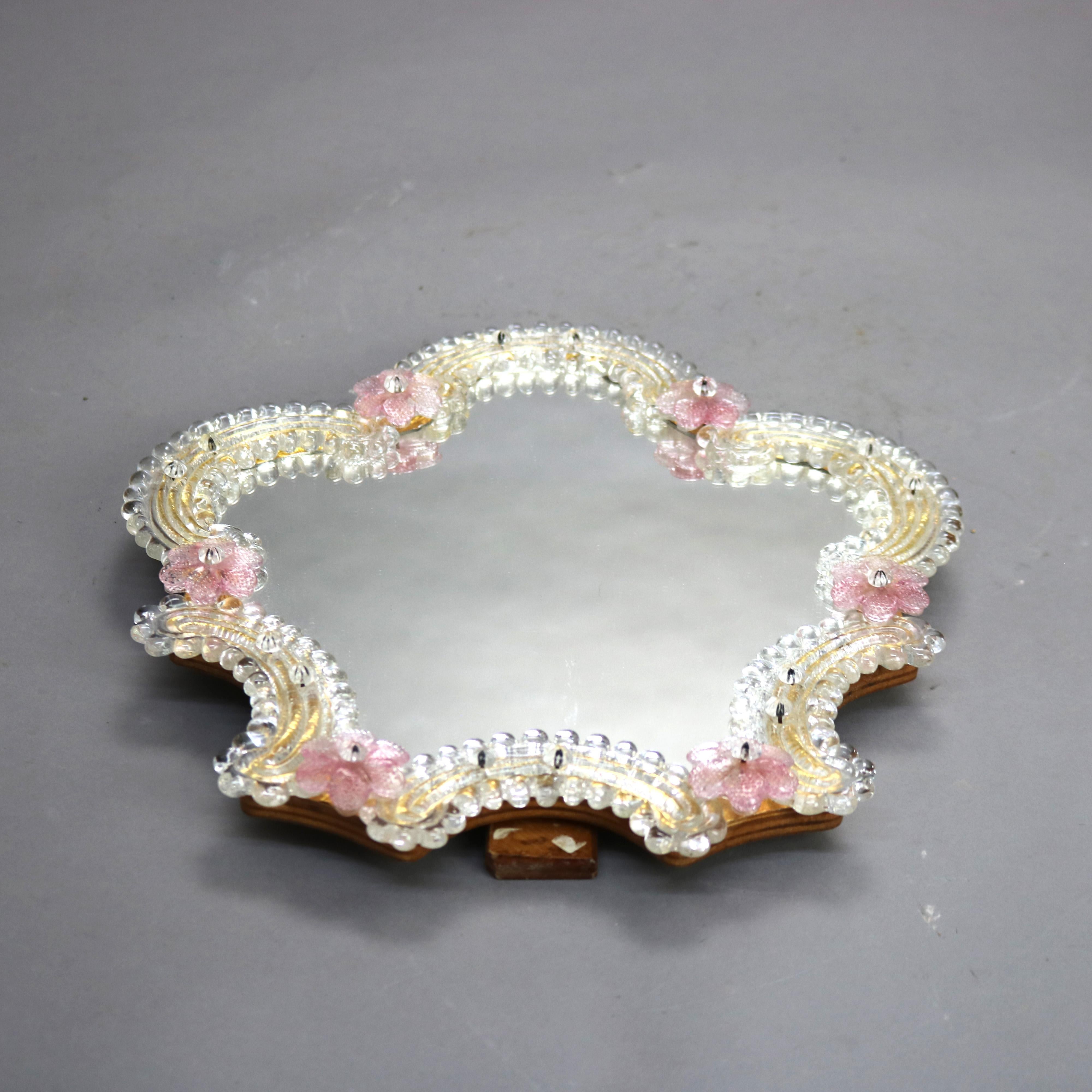 Pair of Antique Venetian Polychromed Shield Shaped Mirrors C1920 For Sale 1
