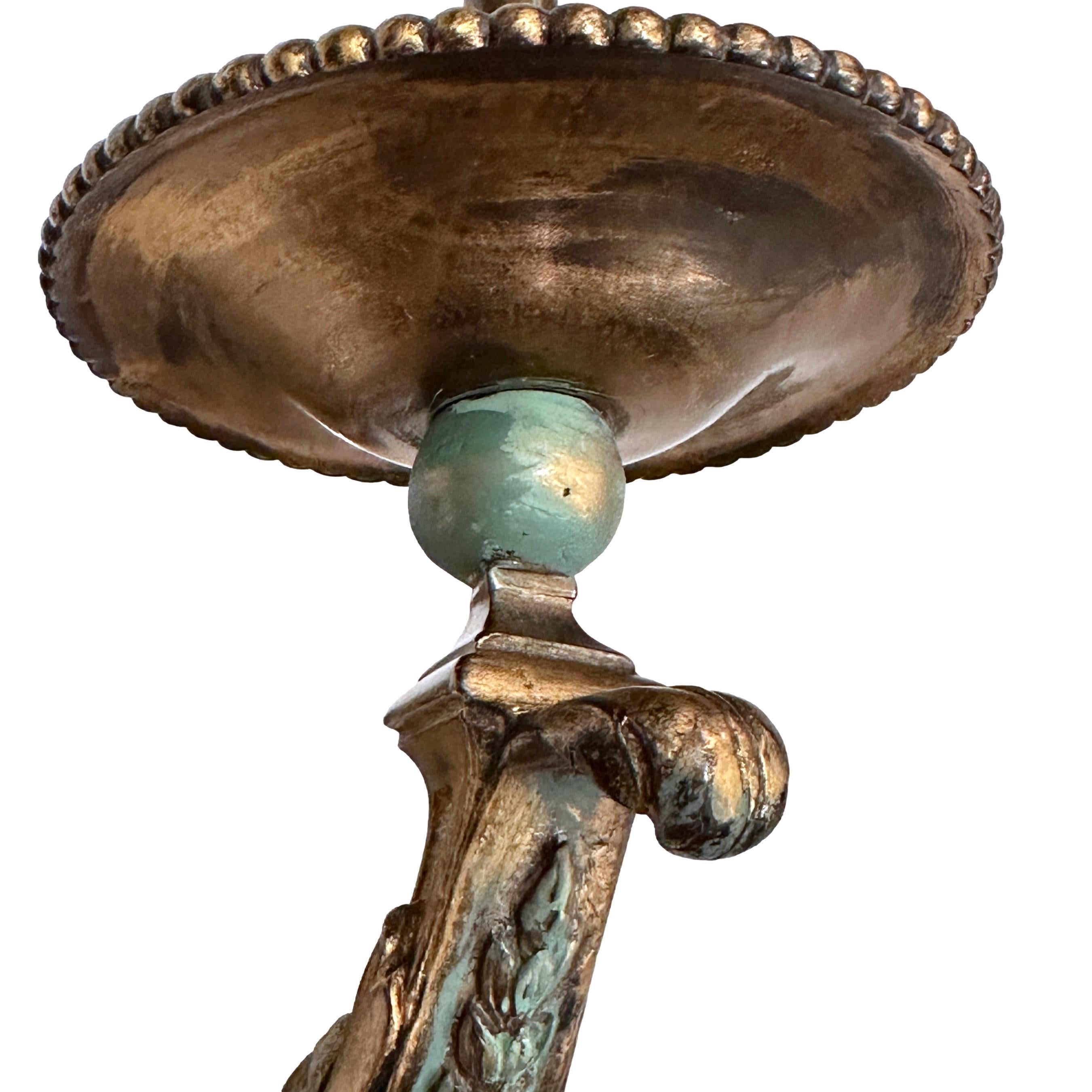 Pair of Antique Verdigris Bronze Sconces In Good Condition For Sale In New York, NY