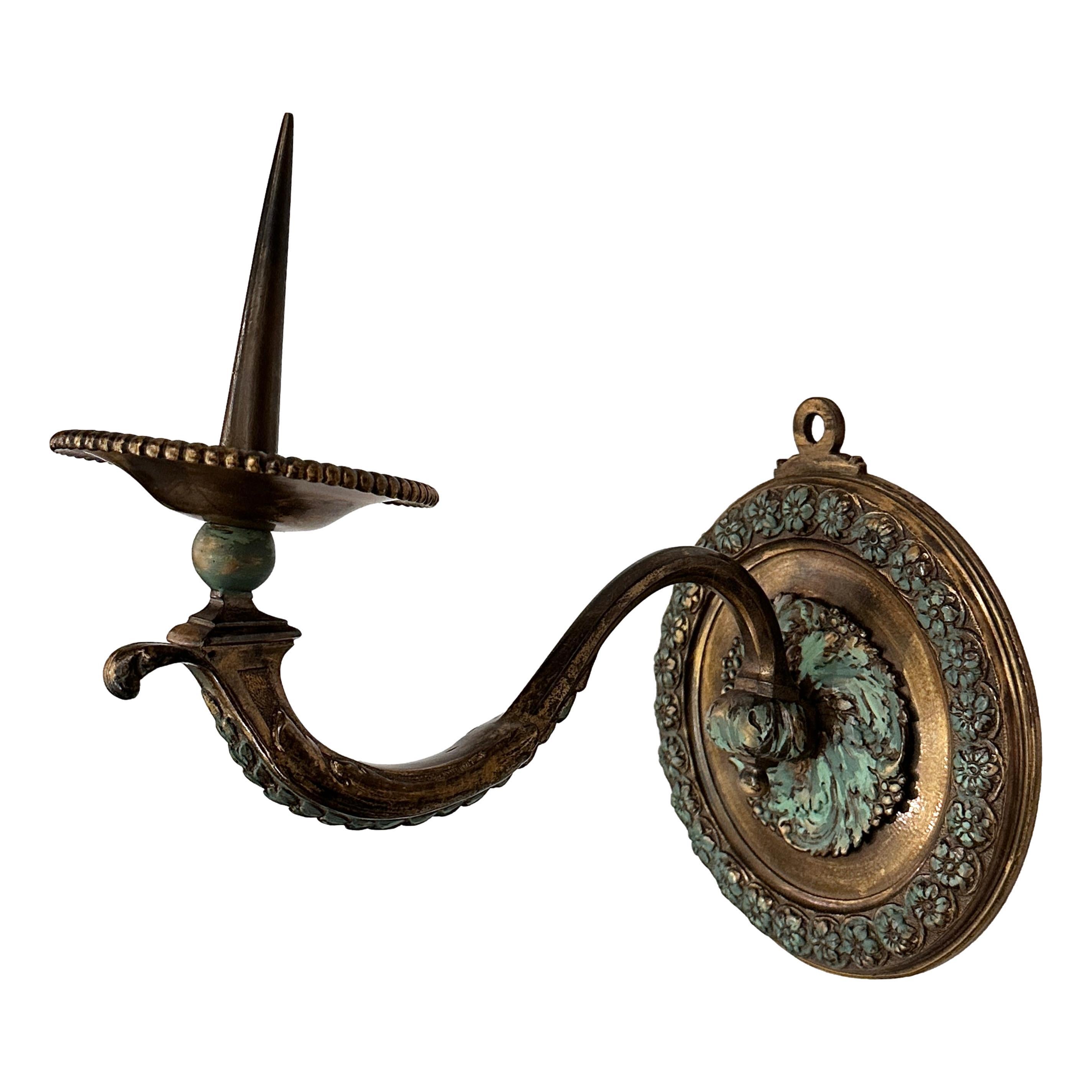 Pair of Antique Verdigris Bronze Sconces For Sale 2