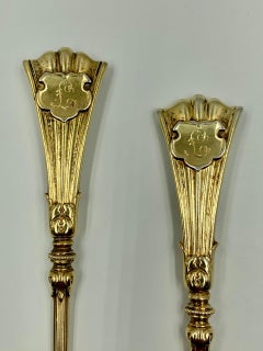 Pair of Antique Vermeil Silver Serving Pieces, Salad/Serving Set, circa 1880