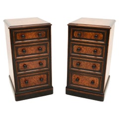 Pair of Antique Victorian Amboyna Bedside Chests