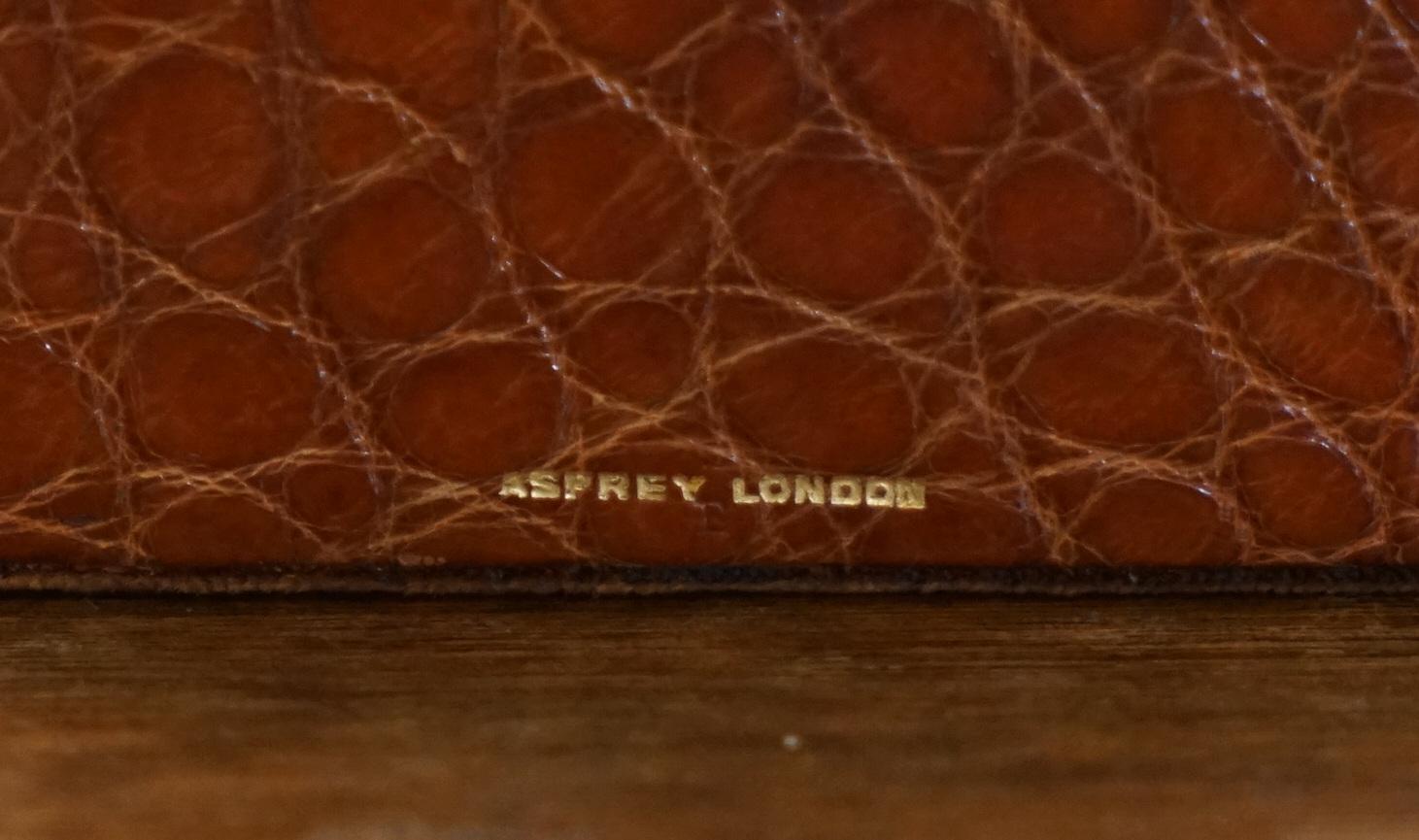 Paire de serre-livres antiques en cuir d'aspect victorien ASPREY LONDON CROCODILE ALLIGATOR en vente 7