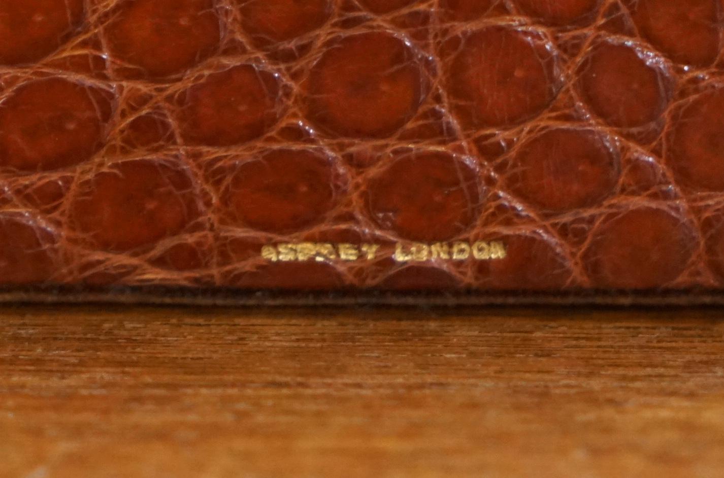 Fin du XIXe siècle Paire de serre-livres antiques en cuir d'aspect victorien ASPREY LONDON CROCODILE ALLIGATOR en vente