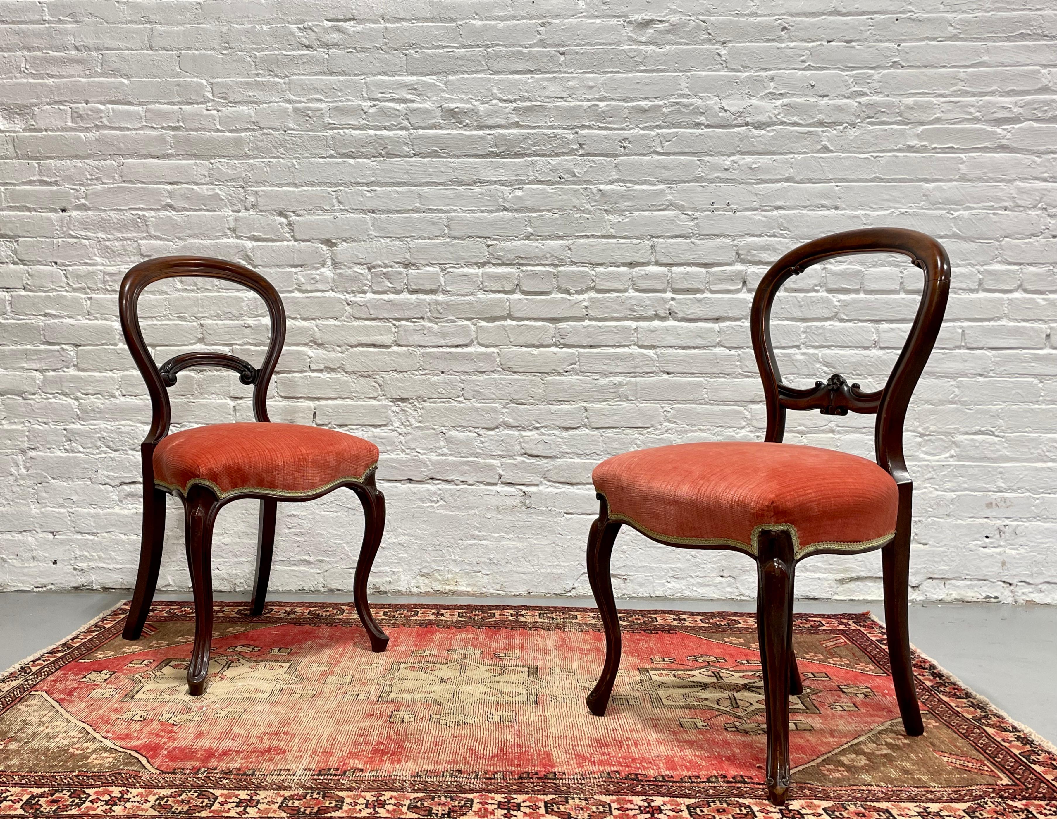 Pair of Antique VICTORIAN Balloon SIDE CHAIRS, c. 1870’s 6