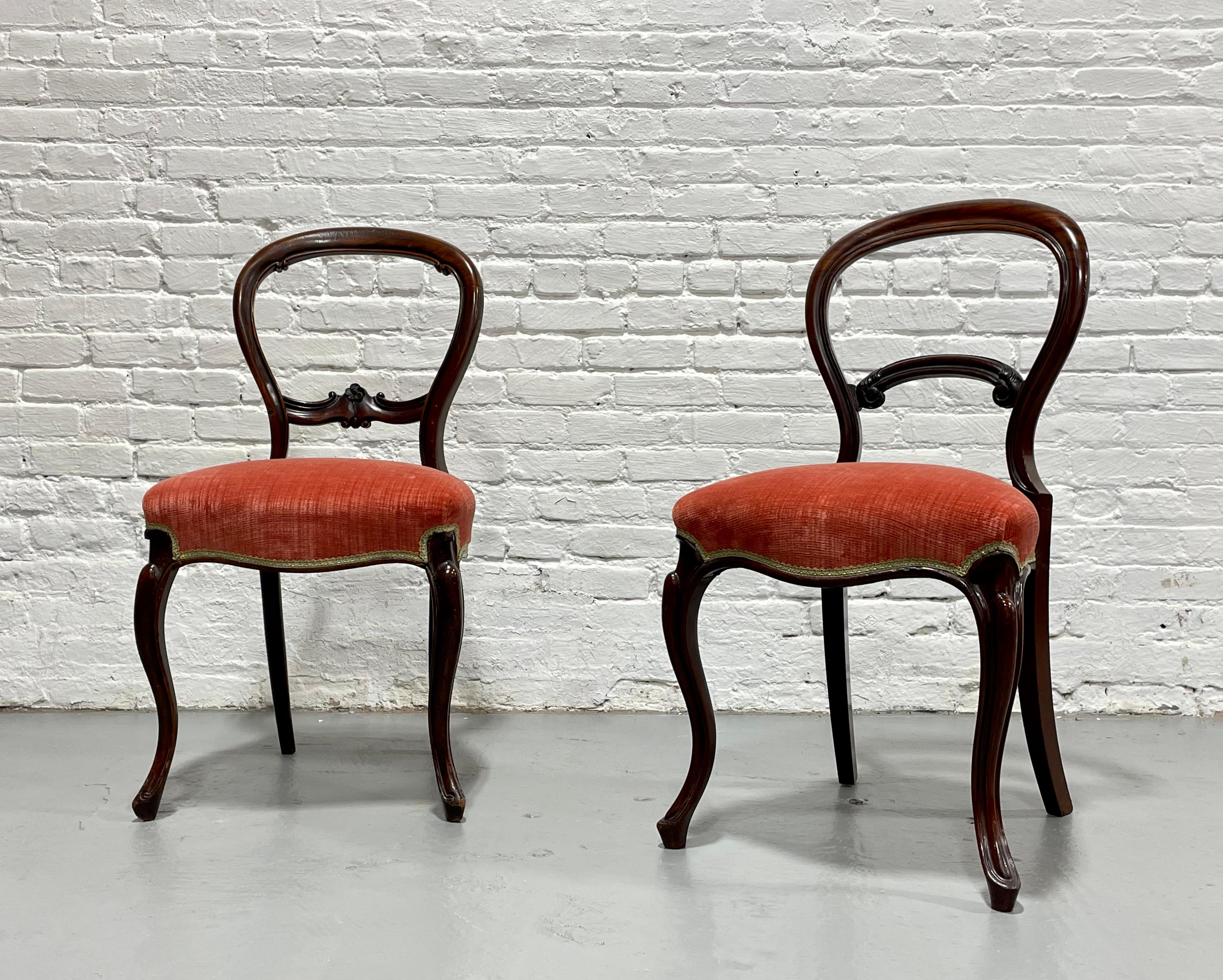 Pair of Antique VICTORIAN Balloon SIDE CHAIRS, c. 1870’s 7