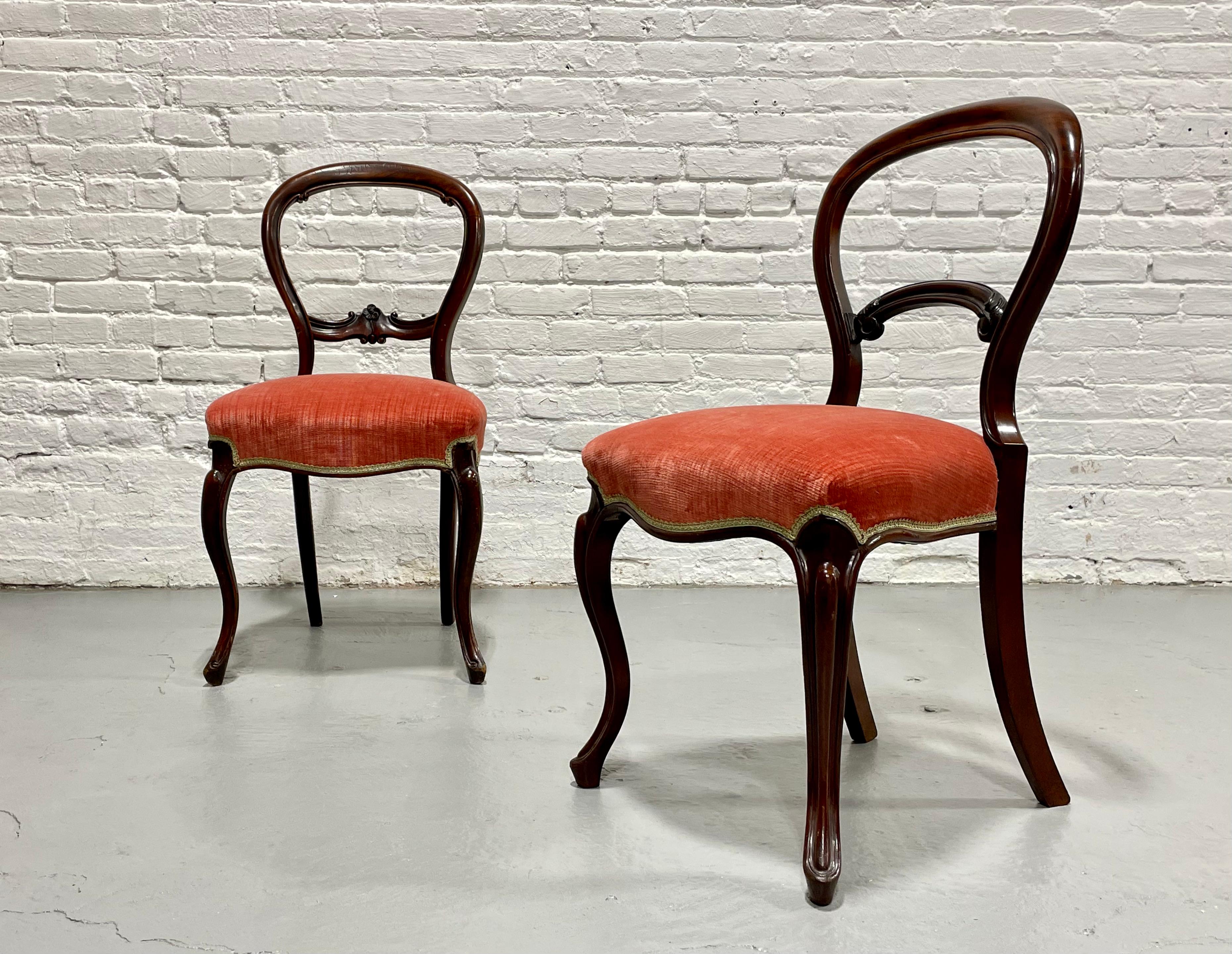 Pair of Antique VICTORIAN Balloon SIDE CHAIRS, c. 1870’s 8