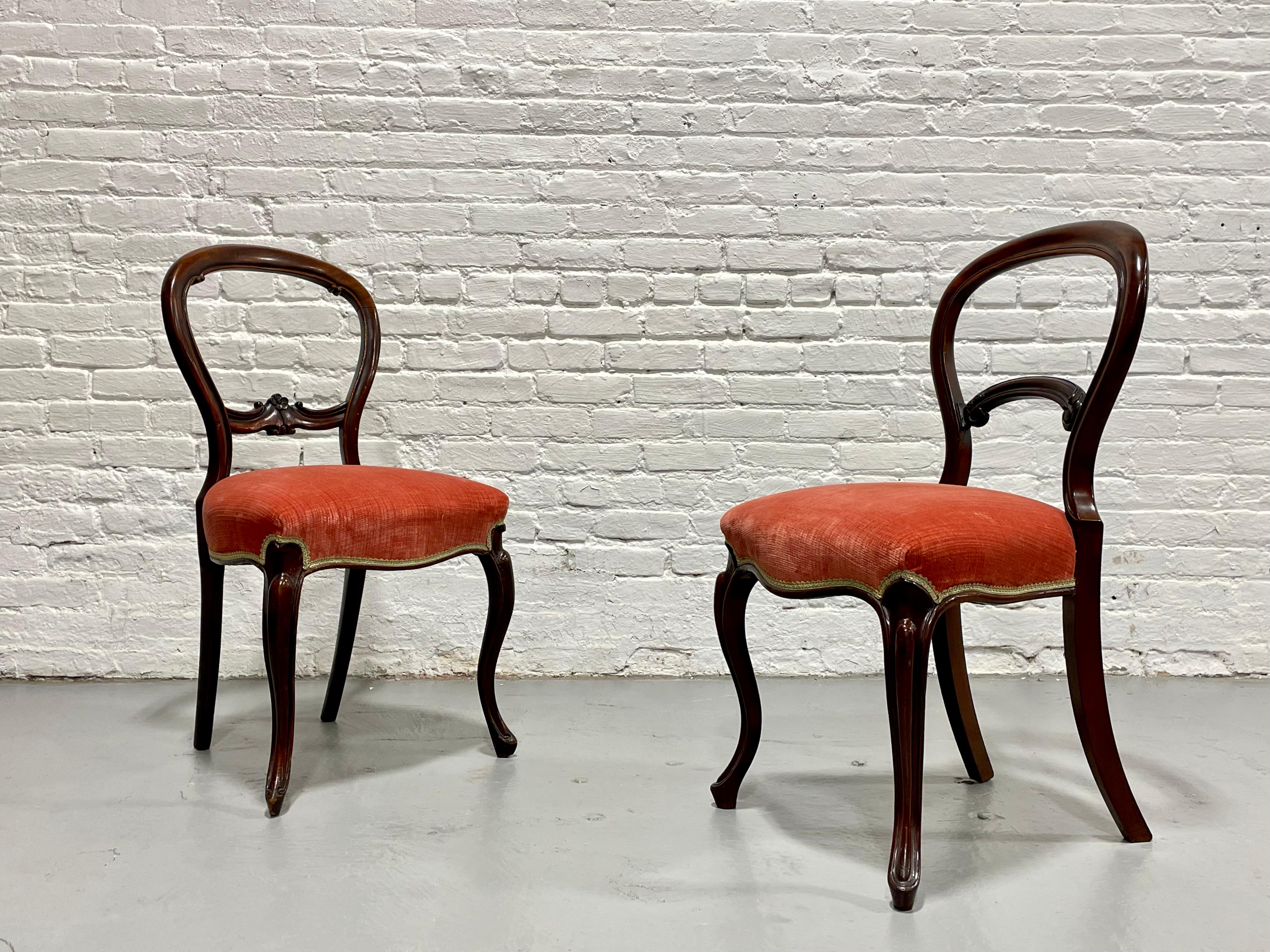 Pair of Antique VICTORIAN Balloon SIDE CHAIRS, c. 1870’s 9