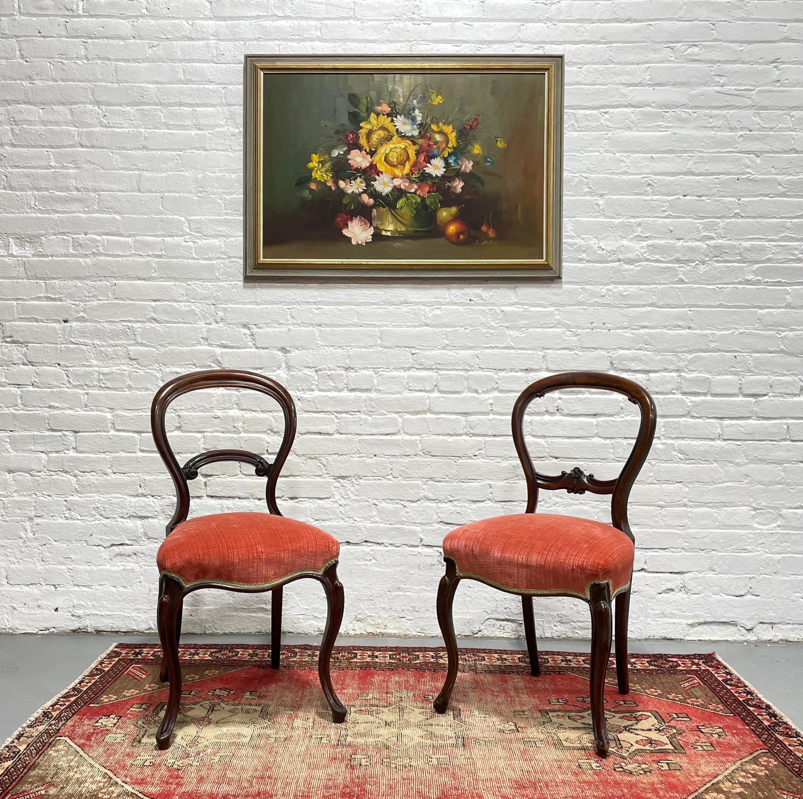 Victorian Pair of Antique VICTORIAN Balloon SIDE CHAIRS, c. 1870’s