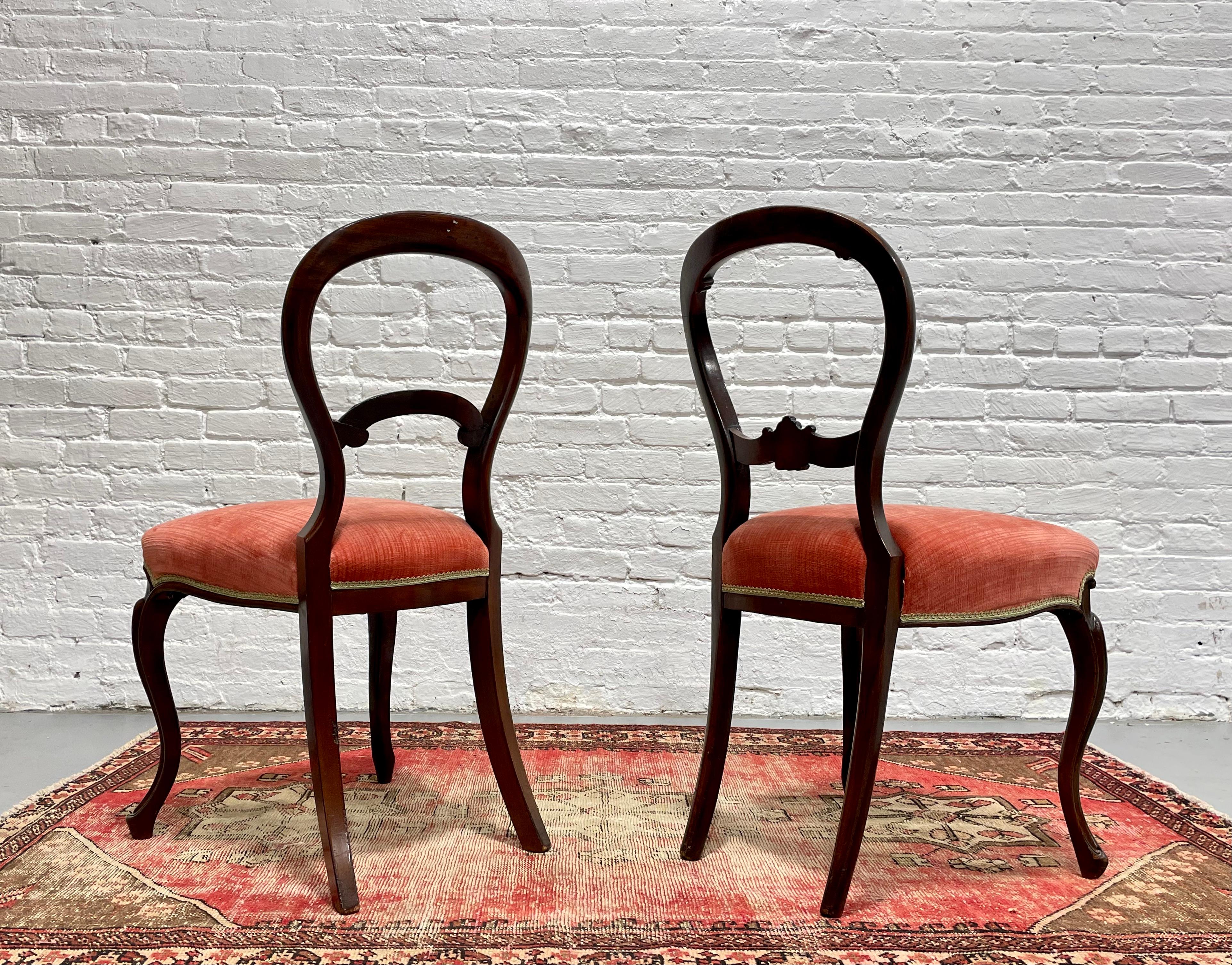 Late 19th Century Pair of Antique VICTORIAN Balloon SIDE CHAIRS, c. 1870’s