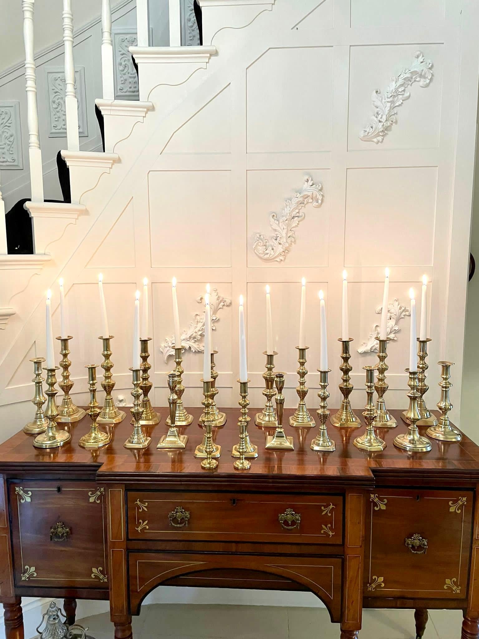 European Pair of Antique Victorian Brass Candlesticks