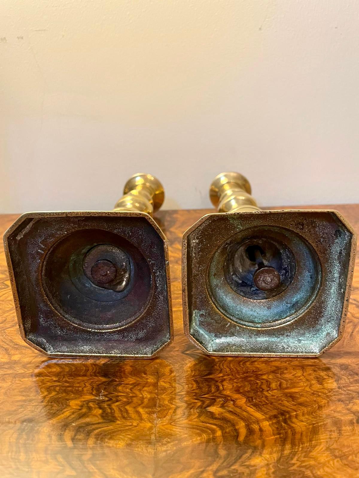 English Pair of Antique Victorian Brass Candlesticks