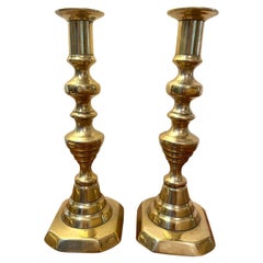 ​​Pair of Antique Victorian Brass Candlesticks