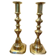 Pair of Antique Victorian Brass Candlesticks