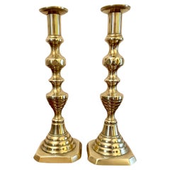 Pair of Antique Victorian Brass Candlesticks