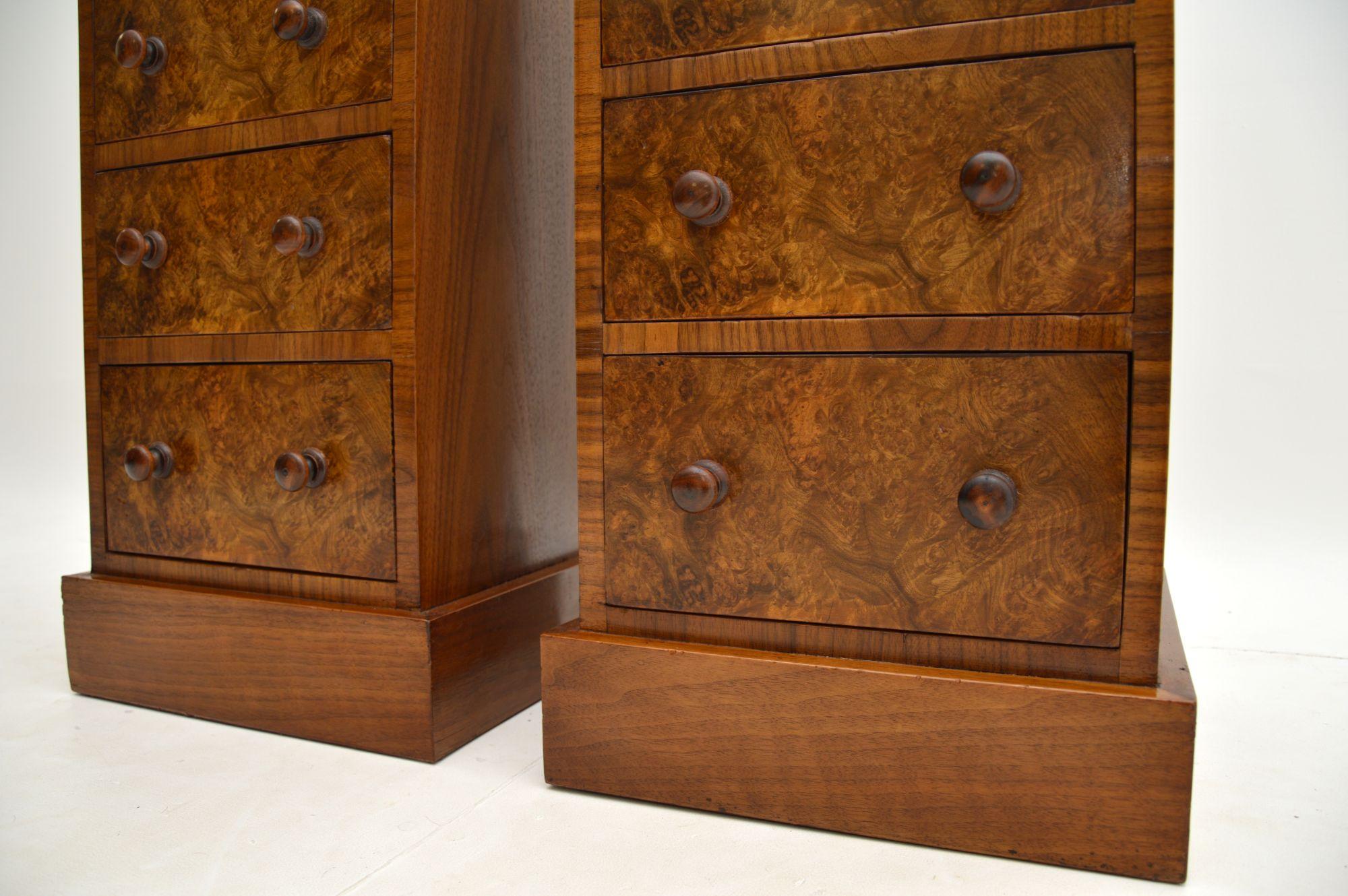 Pair of Antique Victorian Burr Walnut Bedside Chests In Good Condition In London, GB