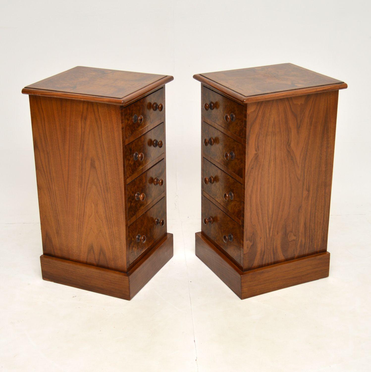 Pair of Antique Victorian Burr Walnut Bedside Chests 2