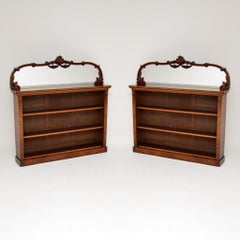 Pair of Antique Victorian Burr Walnut Bookcases