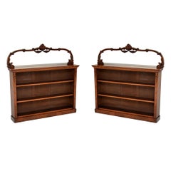Pair of Antique Victorian Burr Walnut Bookcases