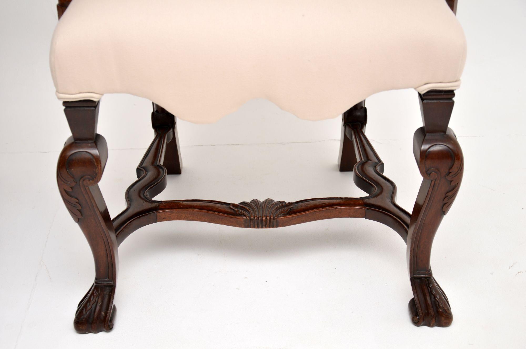 Pair of Antique Victorian Carved Walnut Armchairs For Sale 7