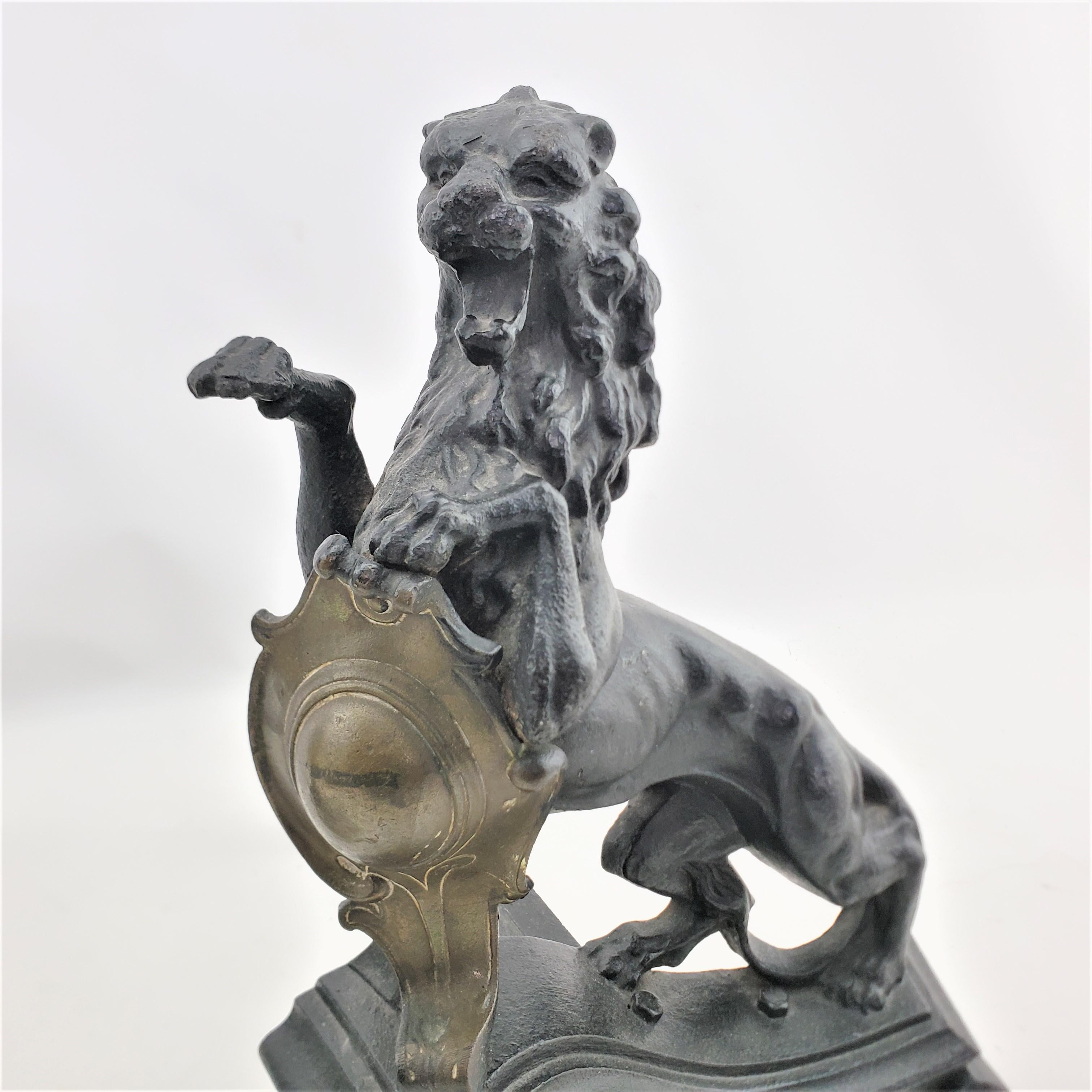 Pair of Antique Victorian Cast Iron & Brass Figural Roaring Lion Andirons For Sale 3