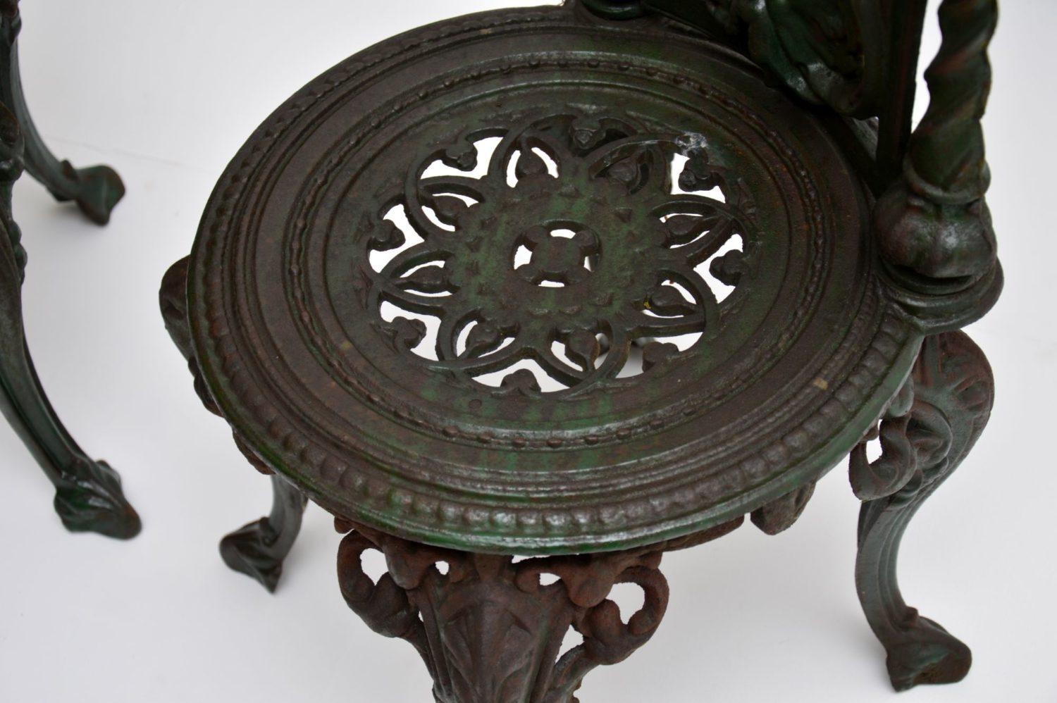 19th Century Pair of Antique Victorian Cast Iron Garden Chairs