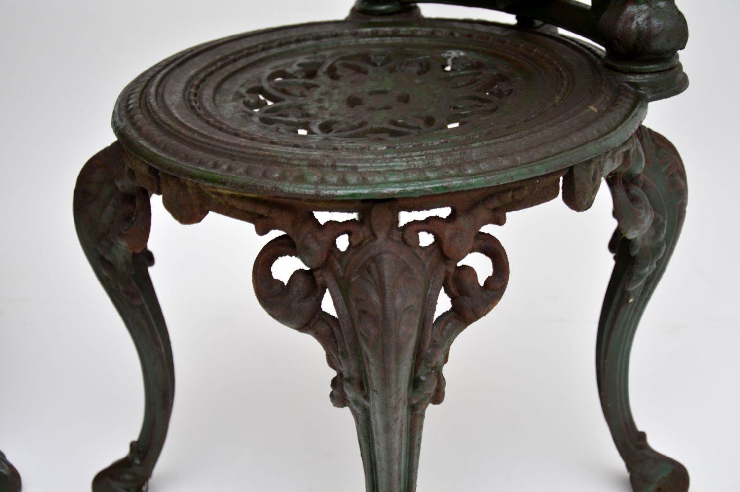 Pair of Antique Victorian Cast Iron Garden Chairs 1
