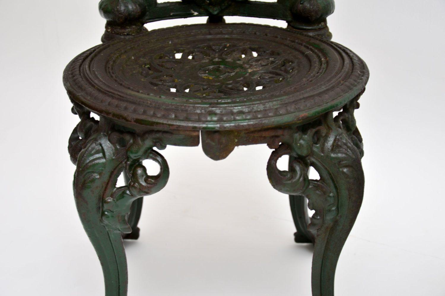 Pair of Antique Victorian Cast Iron Garden Chairs 2