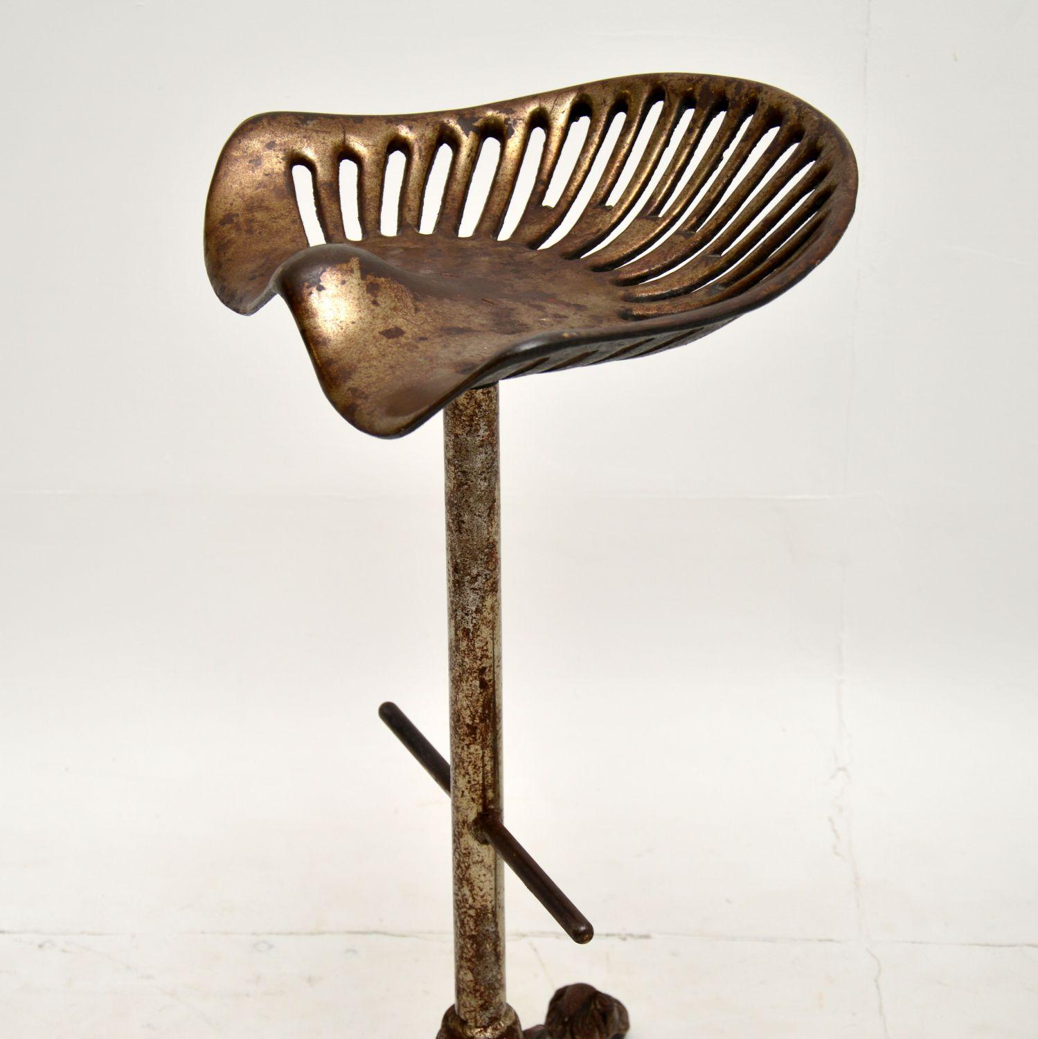 Late 19th Century Pair of Antique Victorian Cast Iron Tractor Bar Stools