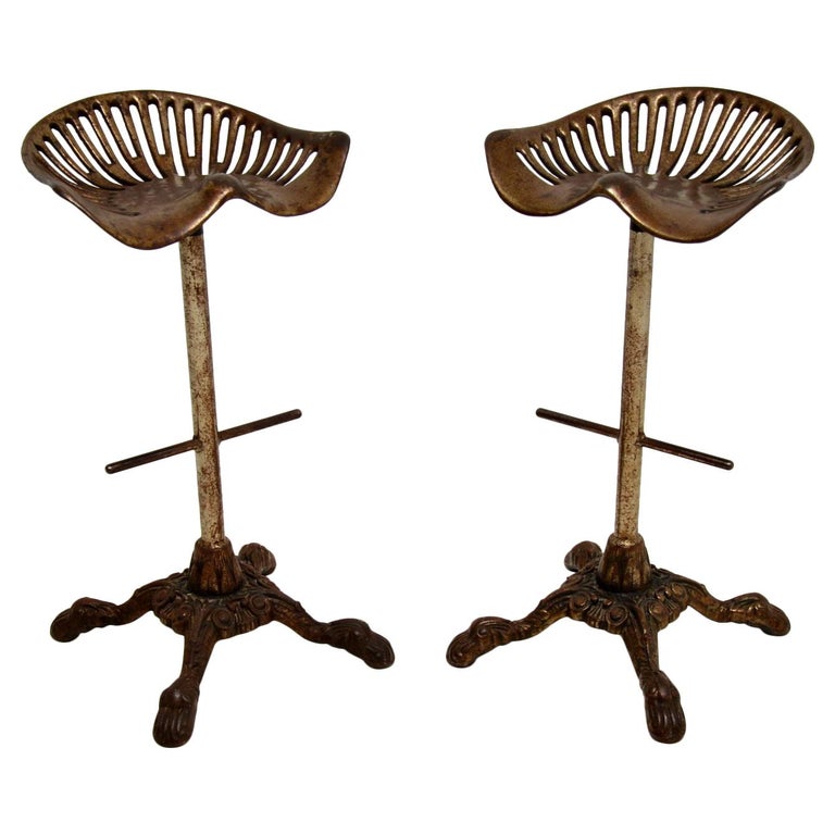 Pair of Antique Victorian Cast Iron Tractor Bar Stools at 1stDibs