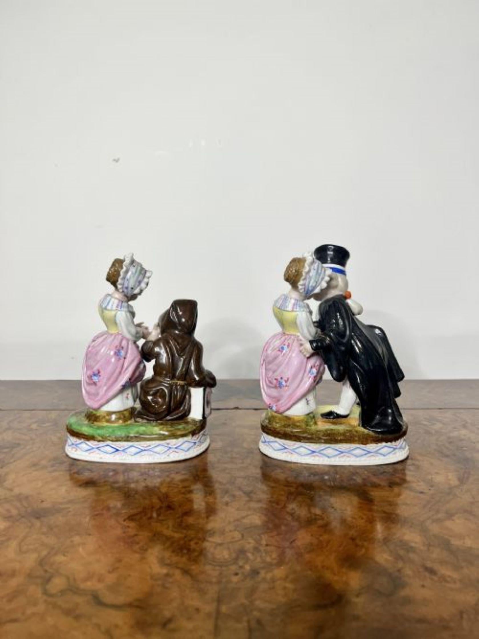 Pair of antique Victorian continental quality porcelain figures  In Good Condition For Sale In Ipswich, GB
