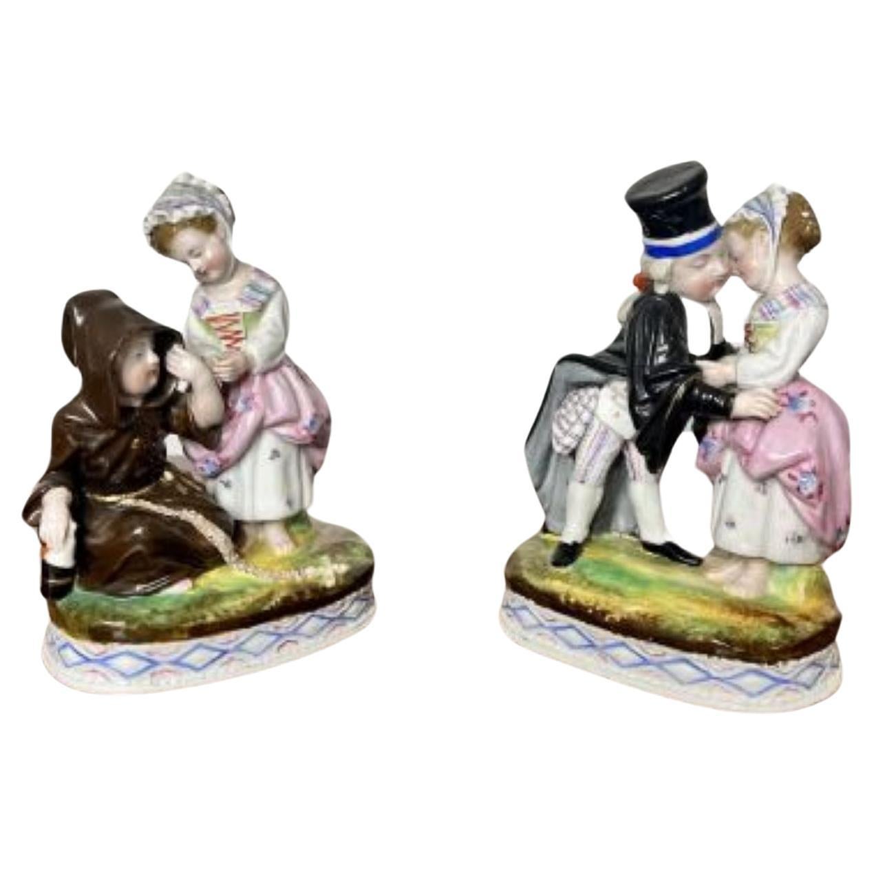 Pair of antique Victorian continental quality porcelain figures 