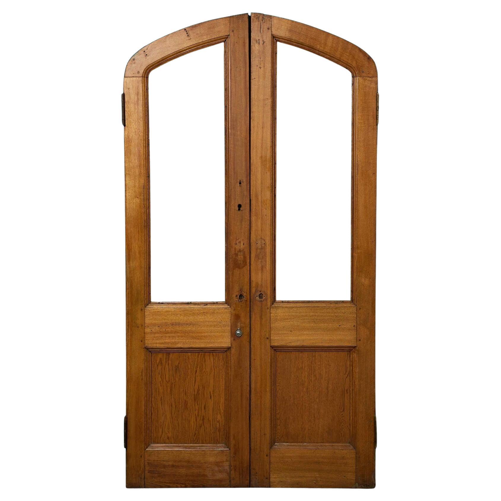 Pair of Antique Victorian Double Oak Doors for Glazing