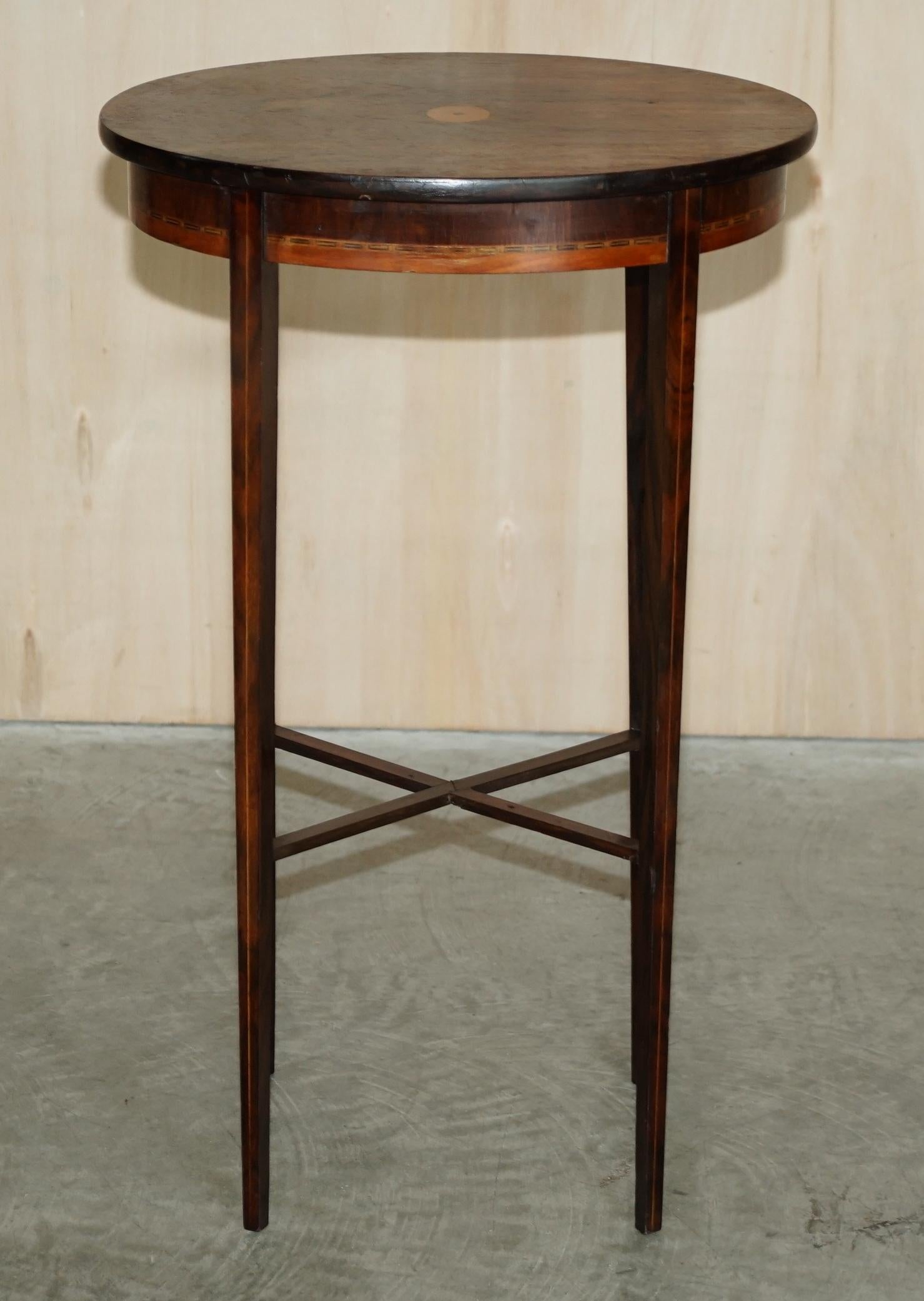 Pair of Antique Victorian Elegant Hardwood Inlaid Oval Side End Lamp Tables 11