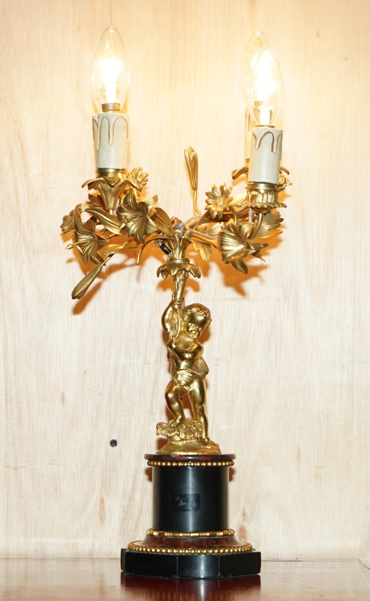 Royal House Antiques

The House Antiques a le plaisir d'offrir à la vente cette superbe paire de candélabres de style Louis XVII en bronze doré sur base de marbre, transformés en lampes de table de quatre pièces. 

Ils sont dans un état absolument