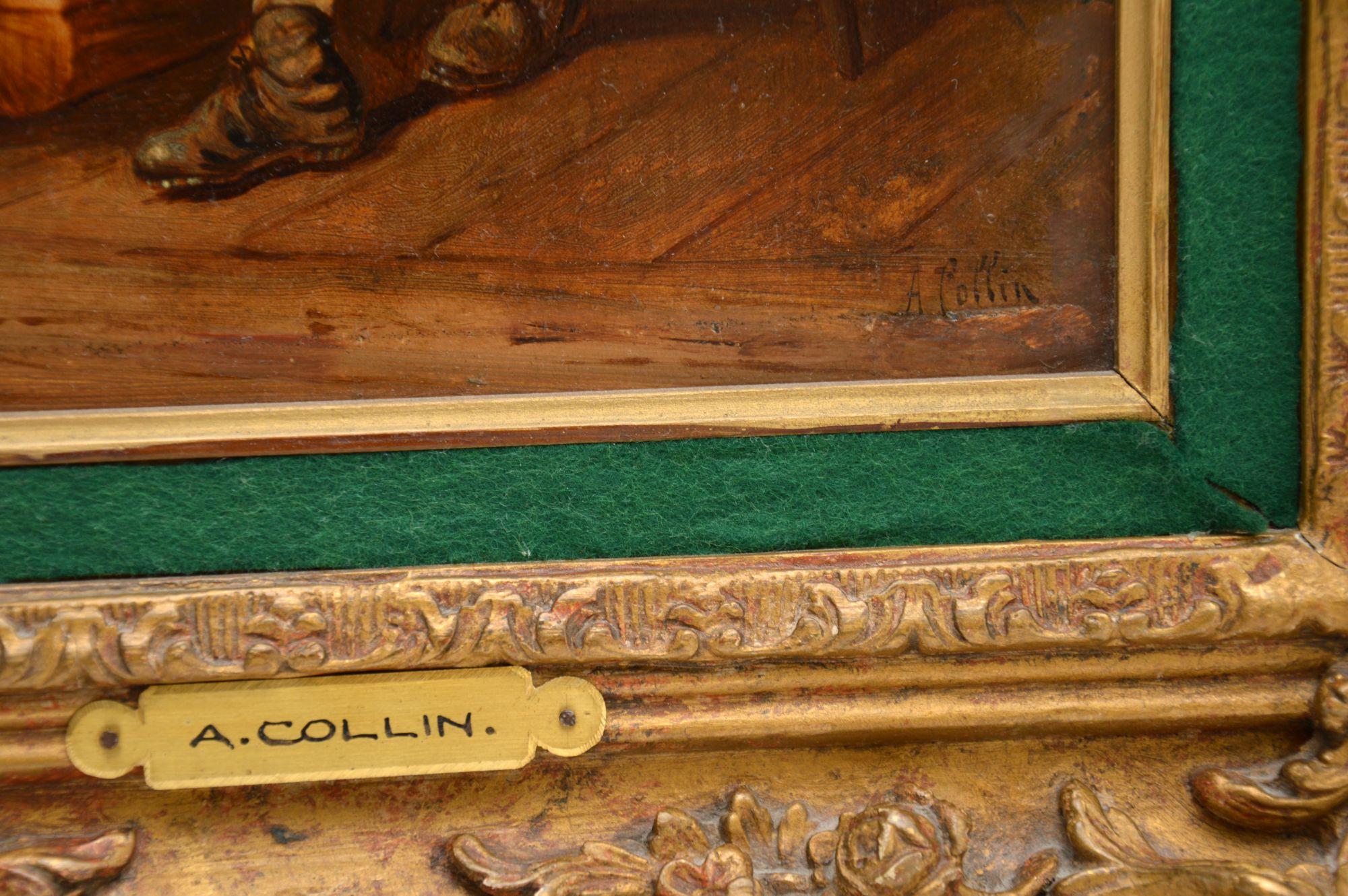 Pair of Antique Victorian Gilt Framed Oil Paintings by A. Collin 4