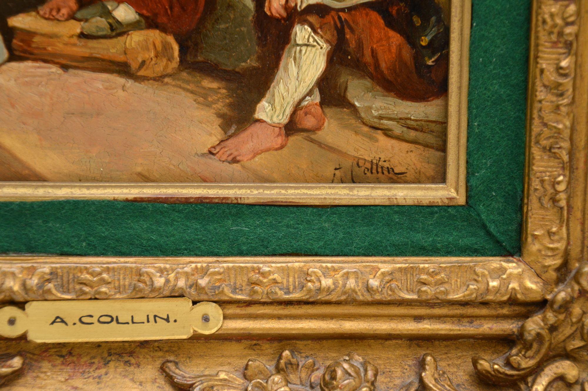Pair of Antique Victorian Gilt Framed Oil Paintings by A. Collin 5