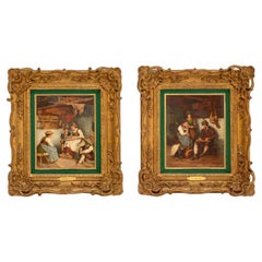 Pair of Antique Victorian Gilt Framed Oil Paintings by A. Collin
