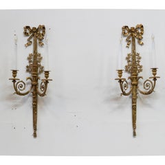 Pair of Antique Victorian Gilt Ormolu Wall Sconces  19th Century Wall Lights