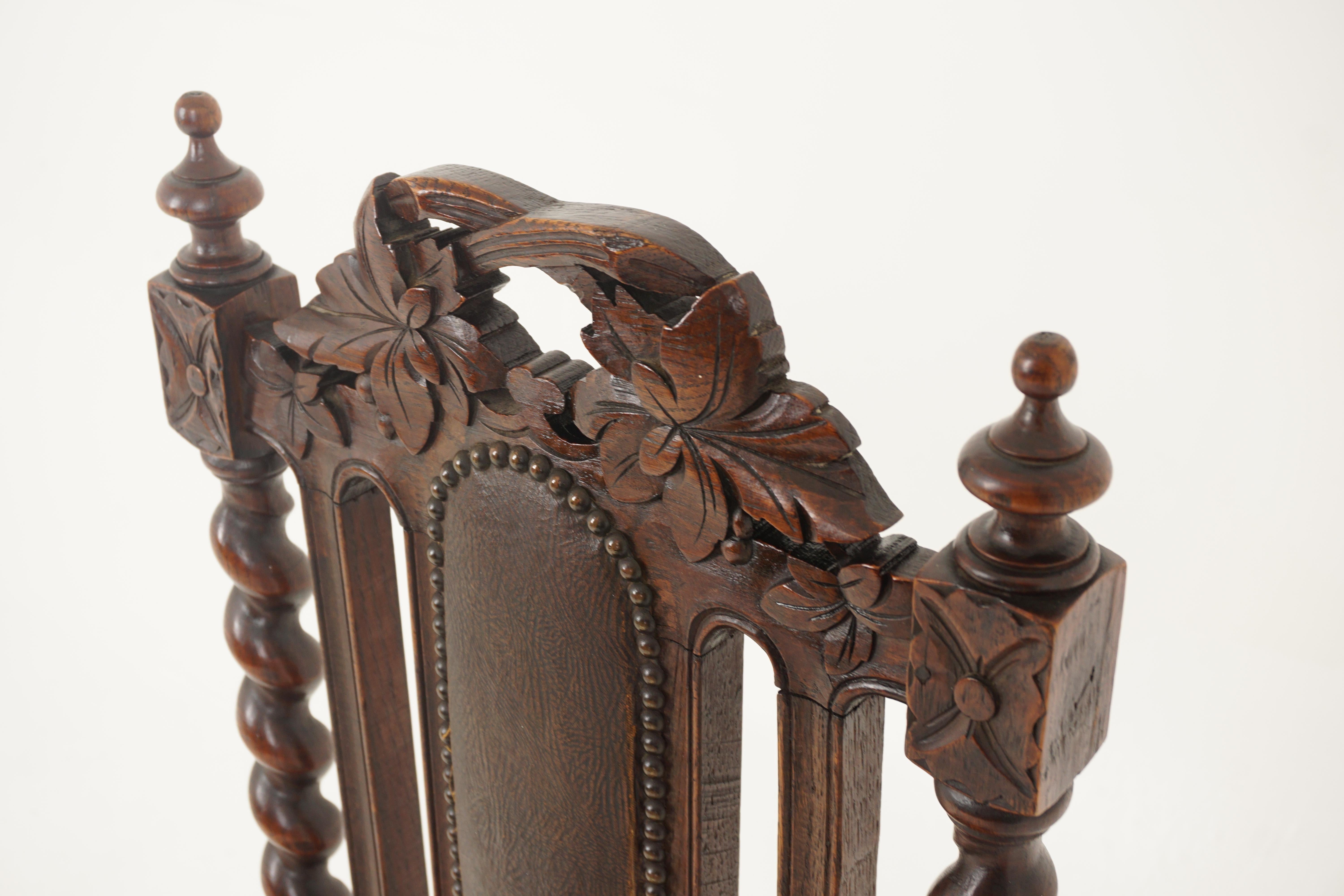 Pair of Antique Victorian Hall Chairs, Oak Barley Twist, Scotland 1880, B2632 1