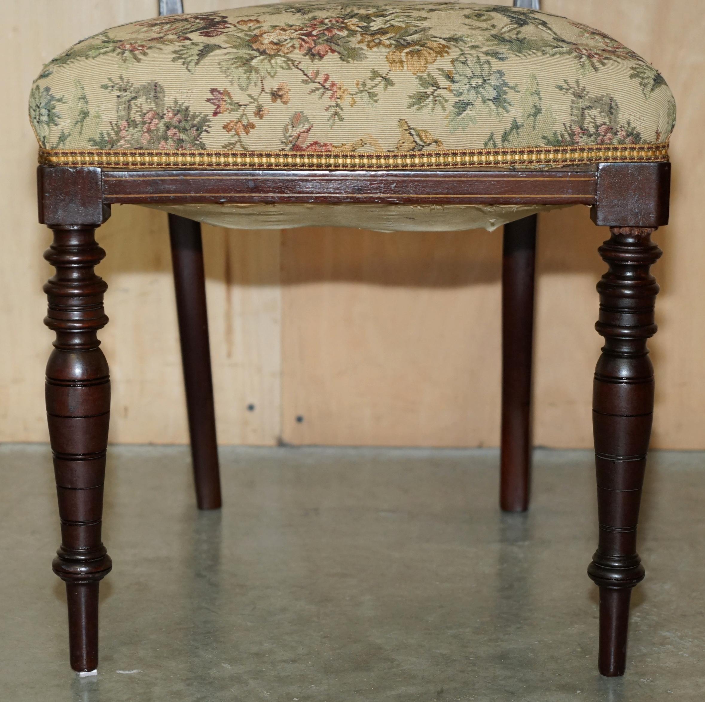PAiR OF ANTIQUE VICTORIAN HARDWOOD SALON CHAIRS WITH STUNNING INLAID BACK PANELS For Sale 2