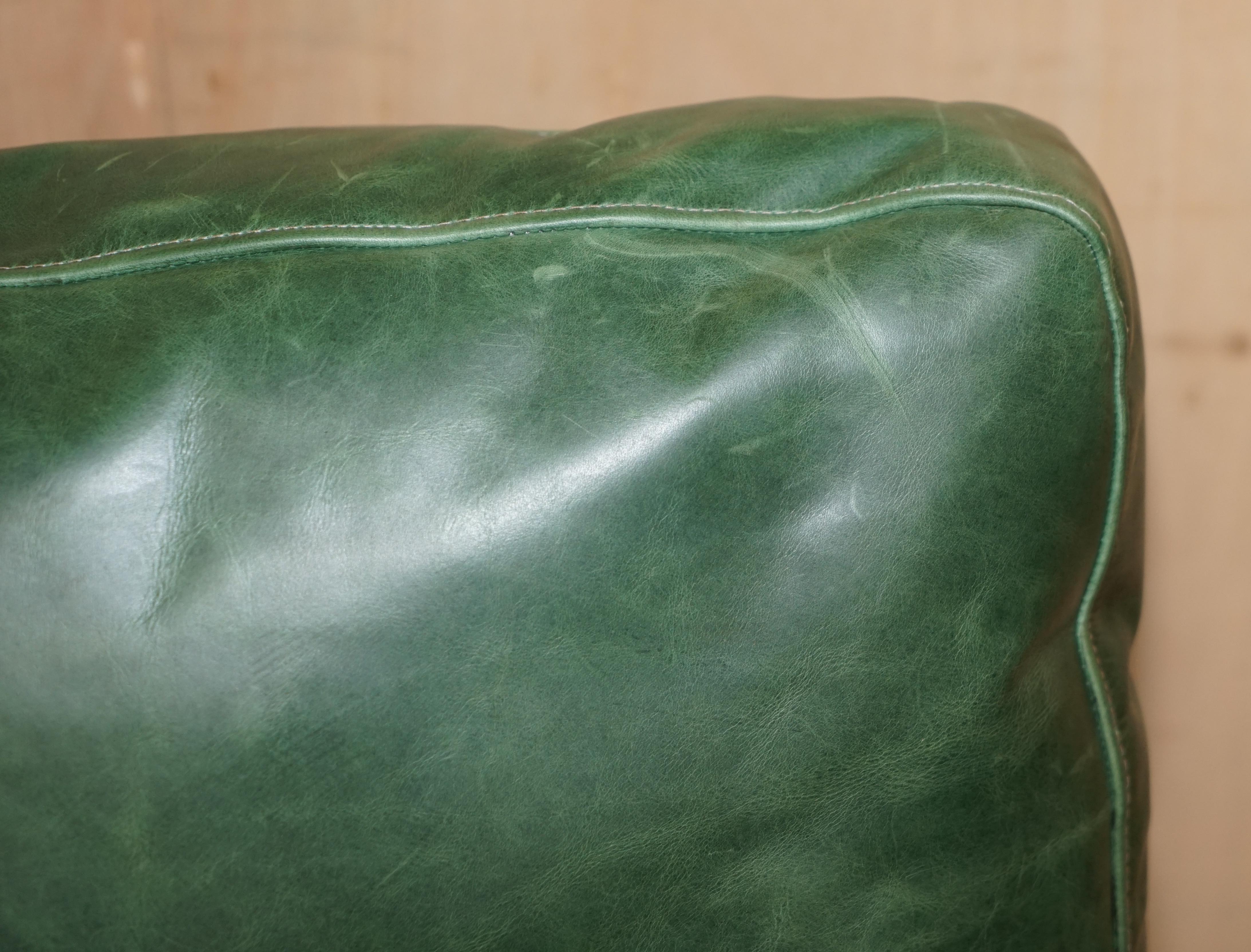 19th Century Pair of Antique Victorian Heritage Green Leather Upholstered Club Armchairs