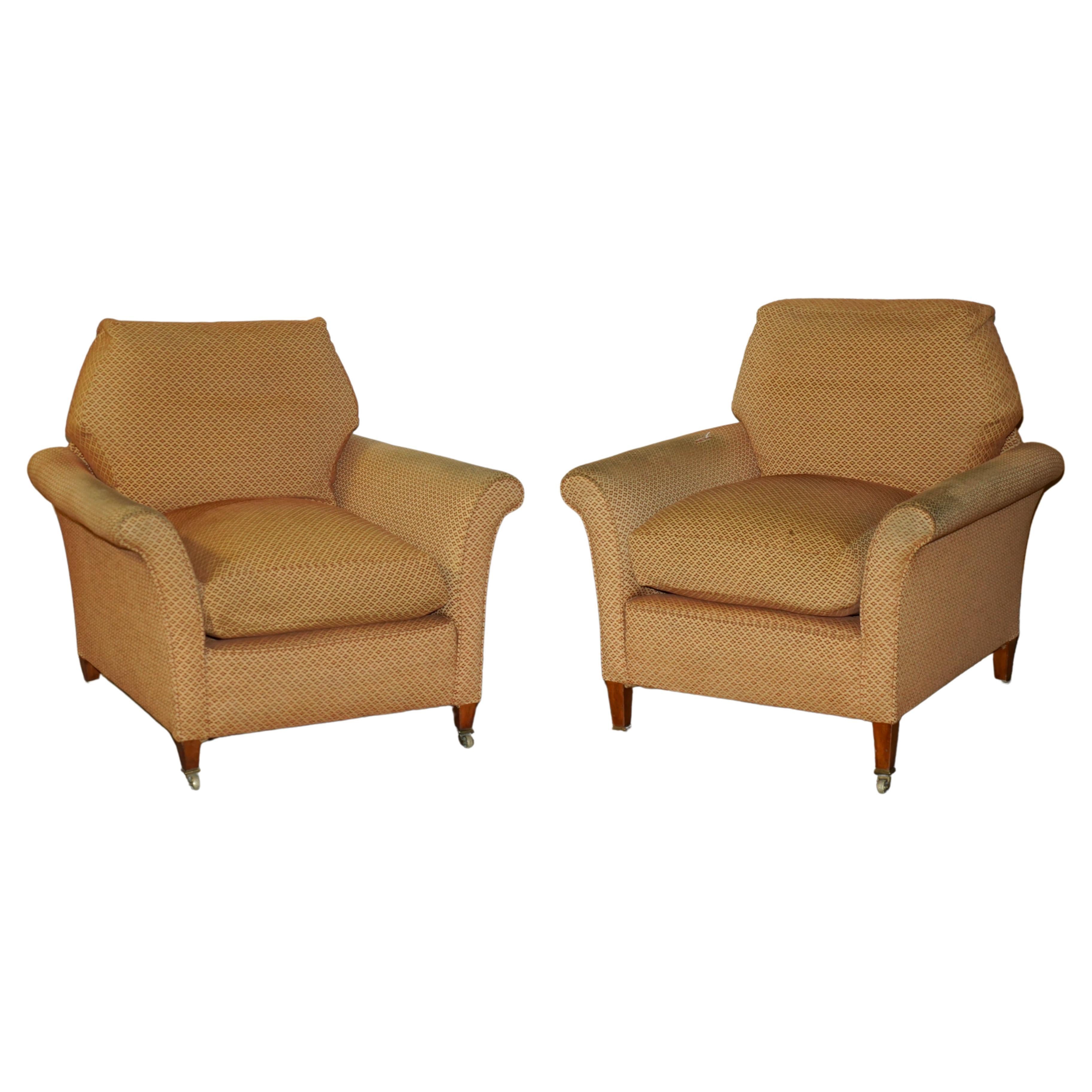 PAIR OF ANTIQUE ViCTORIAN HOWARD & SON'S ARMCHAIRS FOR UPHOLSTERY RESTORATION For Sale