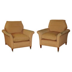 PAIR OF Used ViCTORIAN HOWARD & SON'S ARMCHAIRS FOR UPHOLSTERY RESTORATION