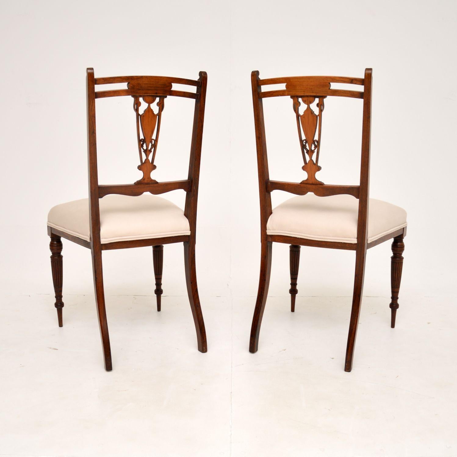 Pair of Antique Victorian Inlaid Side Chairs 4