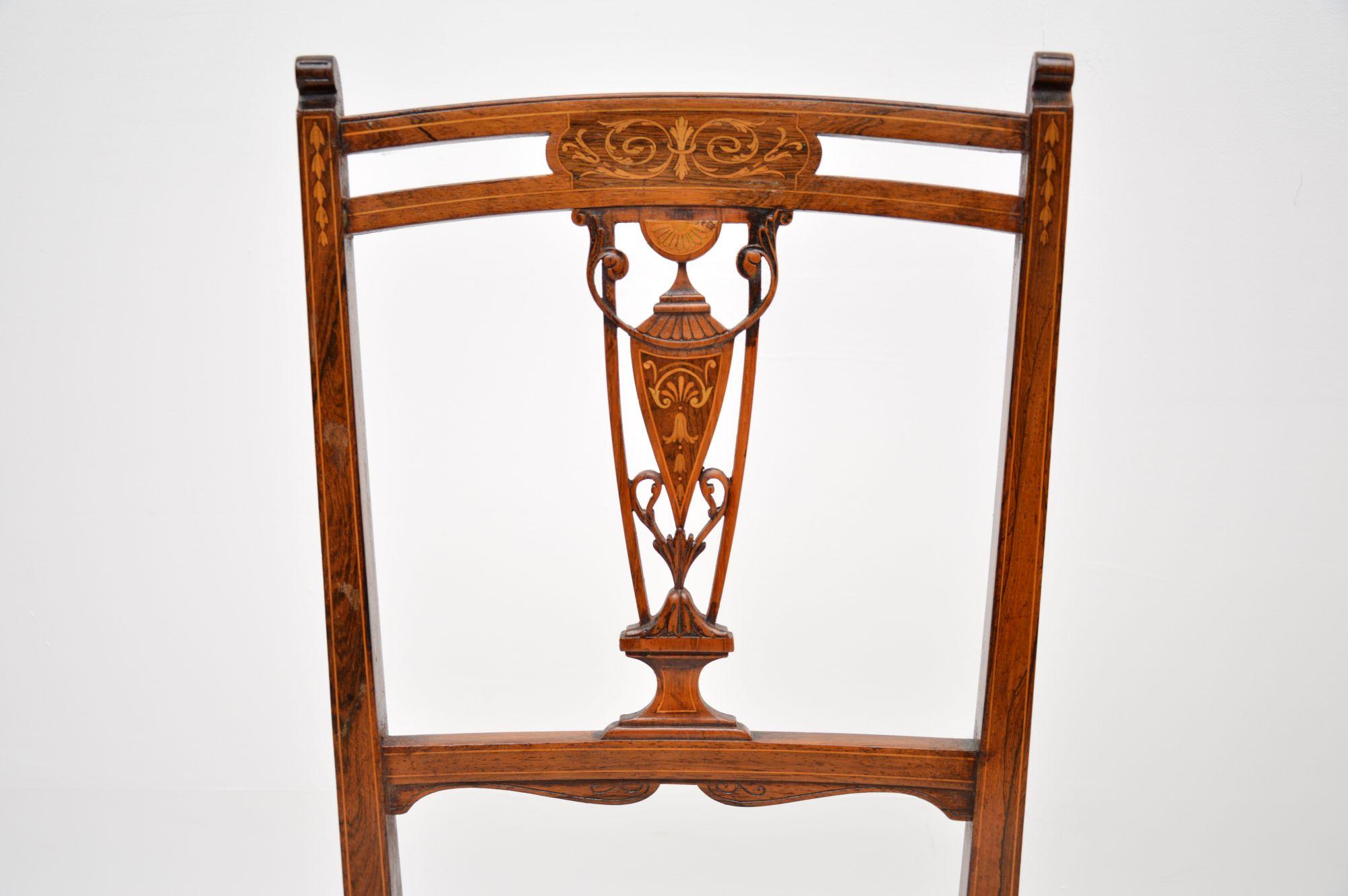 19th Century Pair of Antique Victorian Inlaid Side Chairs