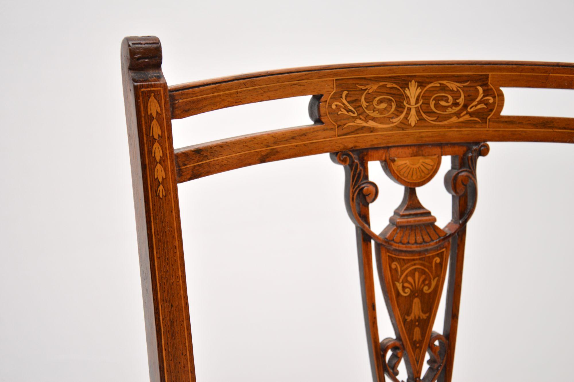 Pair of Antique Victorian Inlaid Side Chairs 2