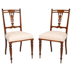 Pair of Antique Victorian Inlaid Side Chairs
