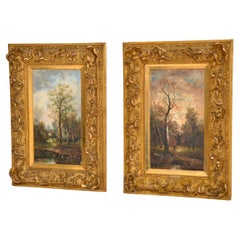 Pair of Antique Victorian Landscape Oil Paintings S Williams
